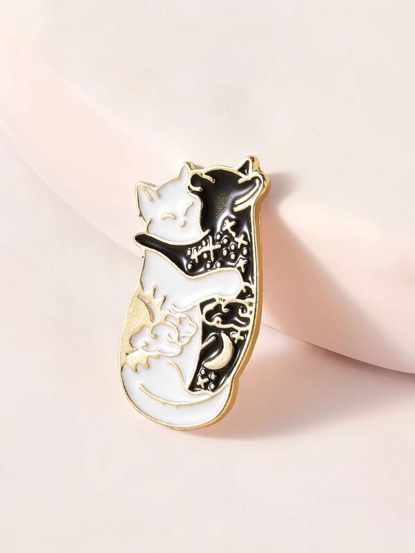 

1pc Cat Design Brooch, Multicolor