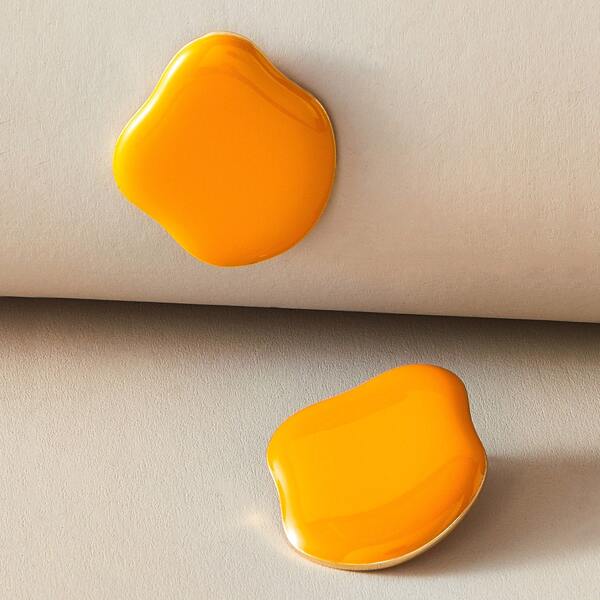 

1pair Geometric Stud Earrings, Yellow