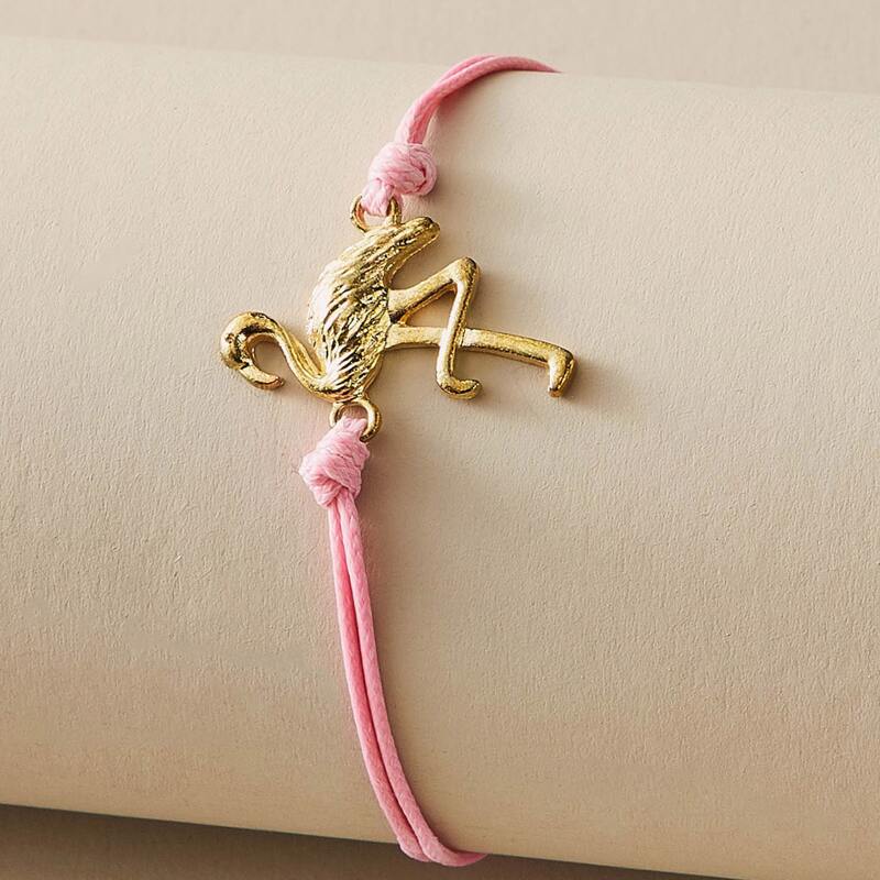 

1pc Flamingos Decor String Bracelet, Multicolor