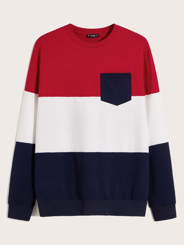 

Men Patch Pocket Colorblock Pullover, Multicolor