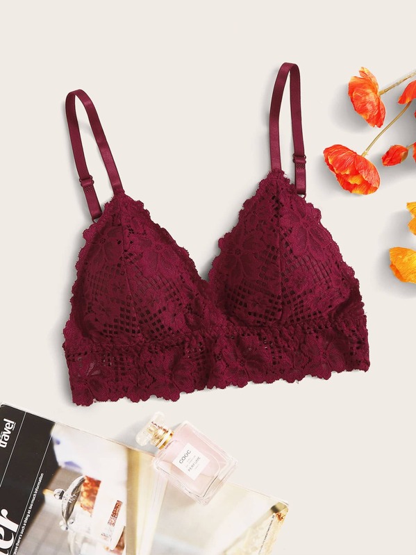 

Floral Lace Bralette, Burgundy
