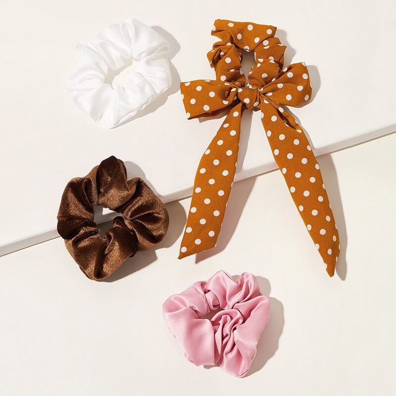 

4pcs Polka Dot Pattern Hair Tie, Multicolor