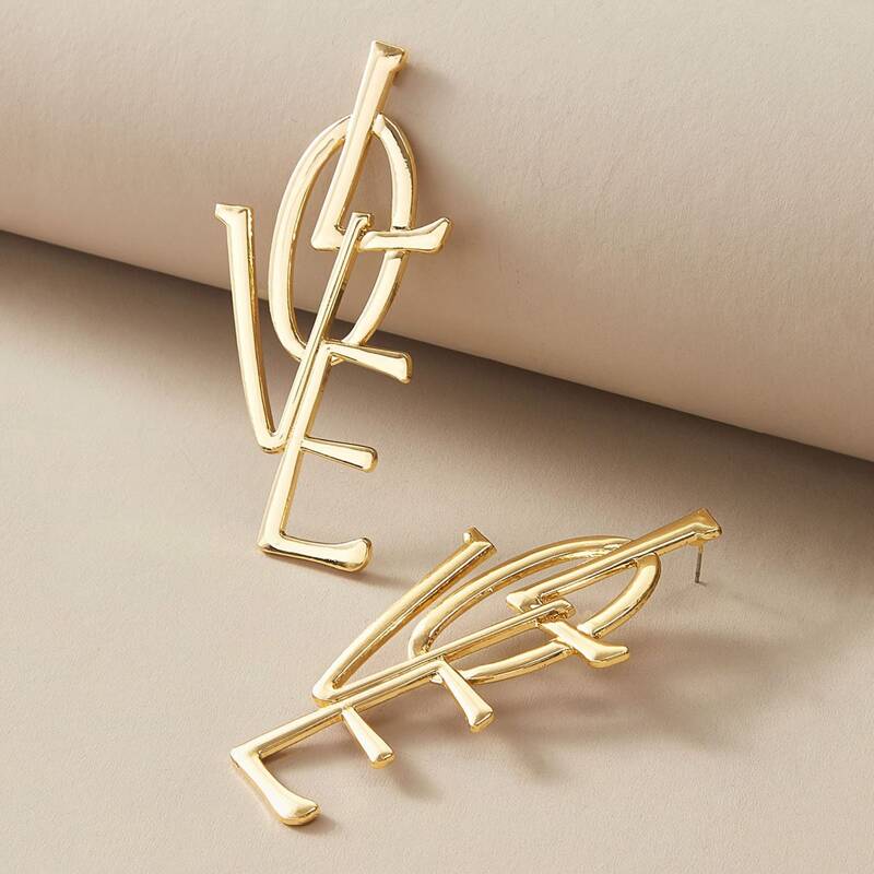 

1pair Letter Shaped Earrings, Gold