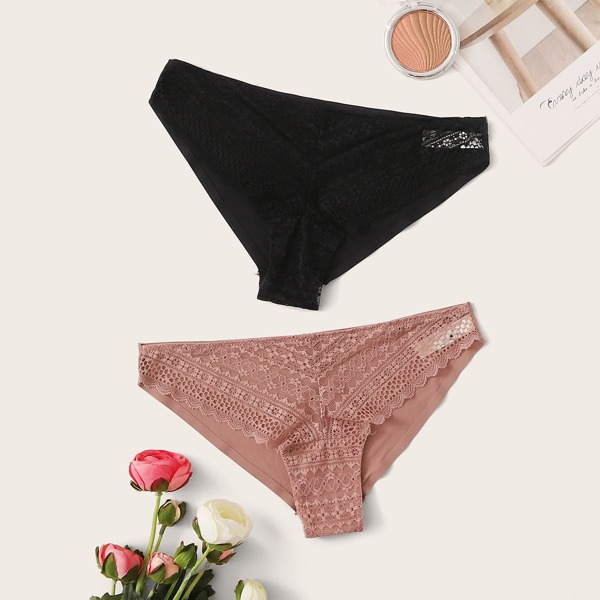

2pack Floral Lace Panty Set, Multicolor