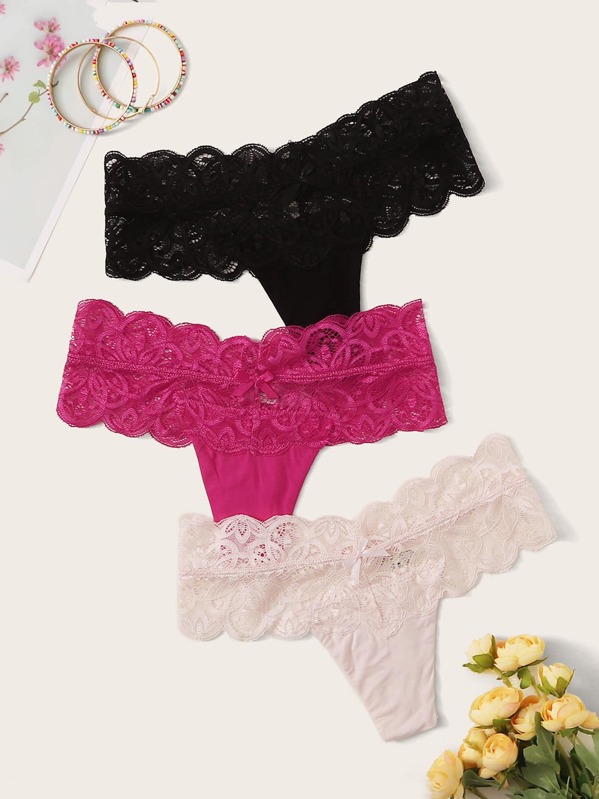 

3pack Floral Lace Panty Set, Multicolor