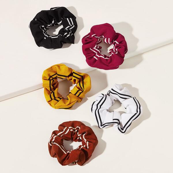 

5pcs Striped Pattern Hair Ties, Multicolor