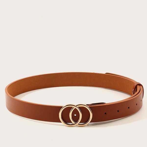 

Kids Double Ring Buckle Belt, Rust brown