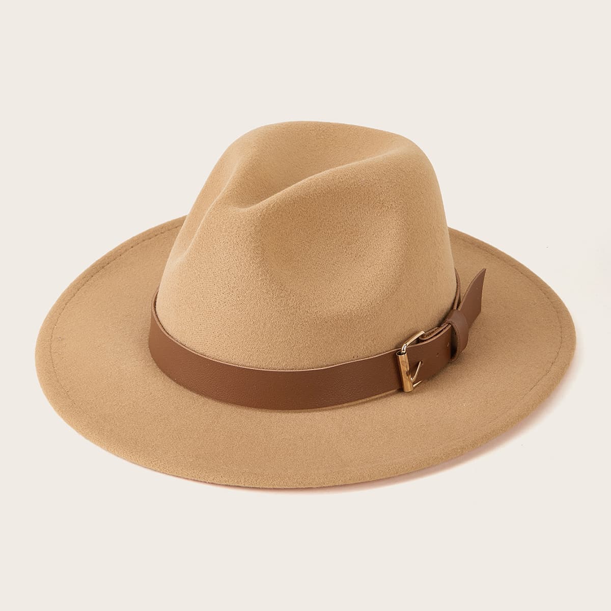 

Belt Decor Fedora Hat, Brown
