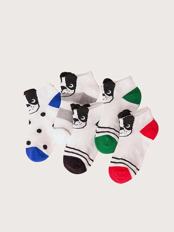 

5pairs Toddler Boys Polka Dot & Striped Socks, Multicolor