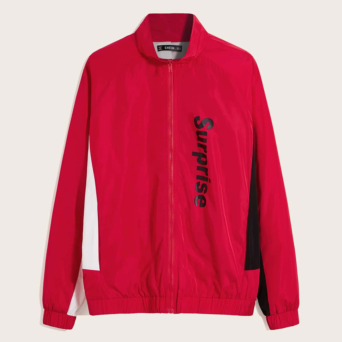 

Guys Zip Up Letter Graphic Windbreaker Jacket, Red bright