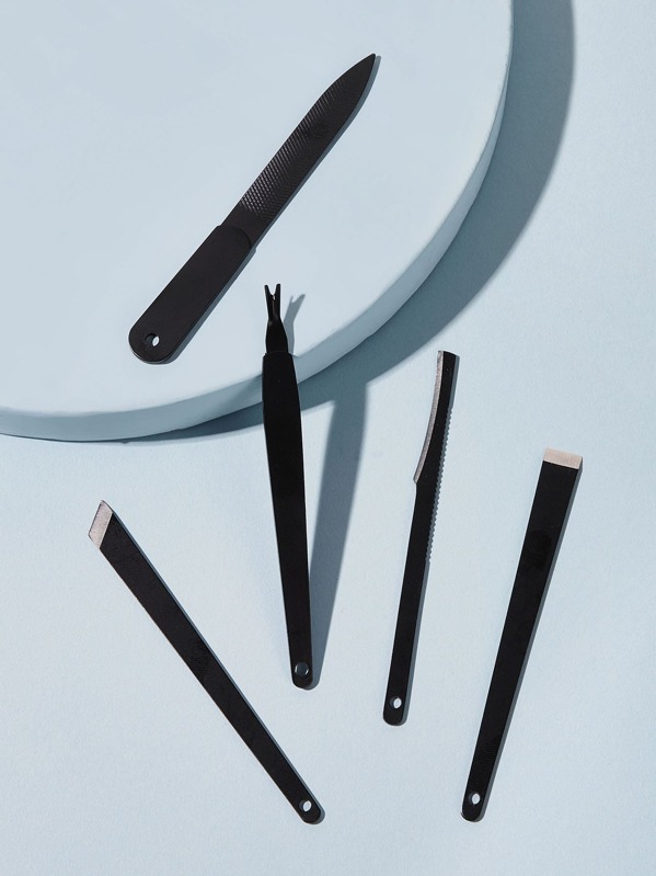 

5pcs Stainless Steel Manicure Pedicure Set Kit, Black