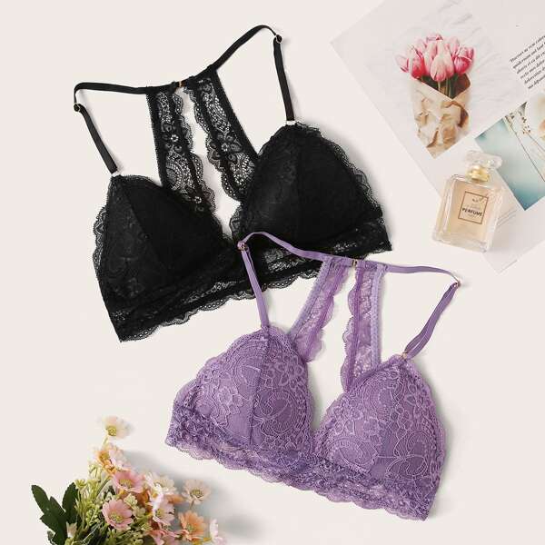 

2pack Floral Lace Bra Set, Multicolor