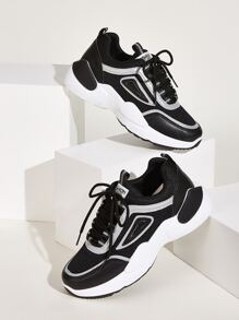 Letter Graphic Lace-up Chunky Sneakers