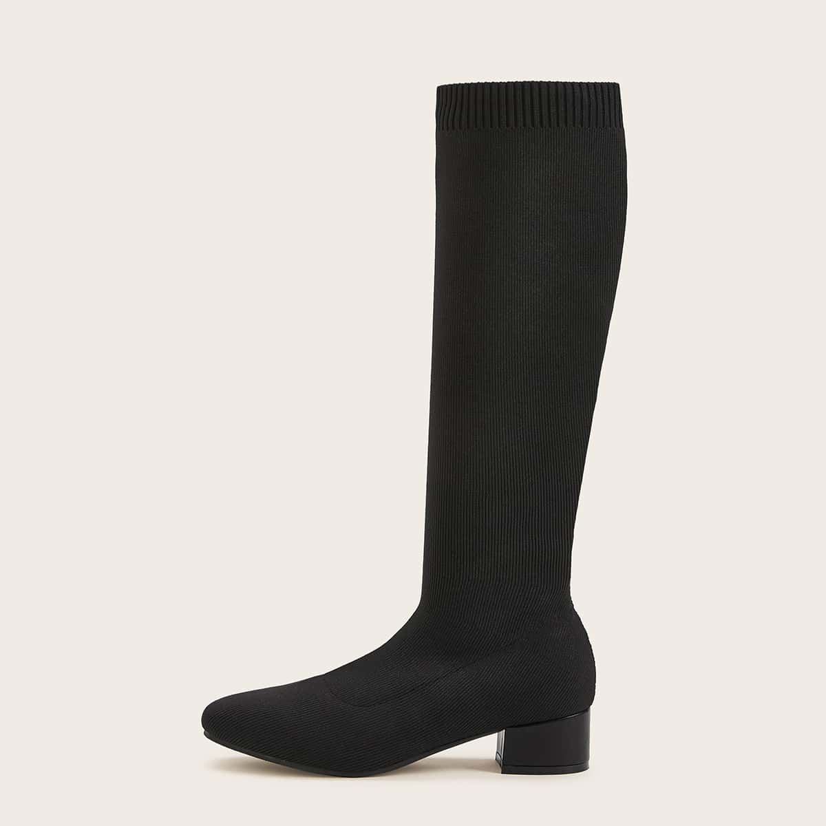 

Knit Chunky Sock Boots, Black