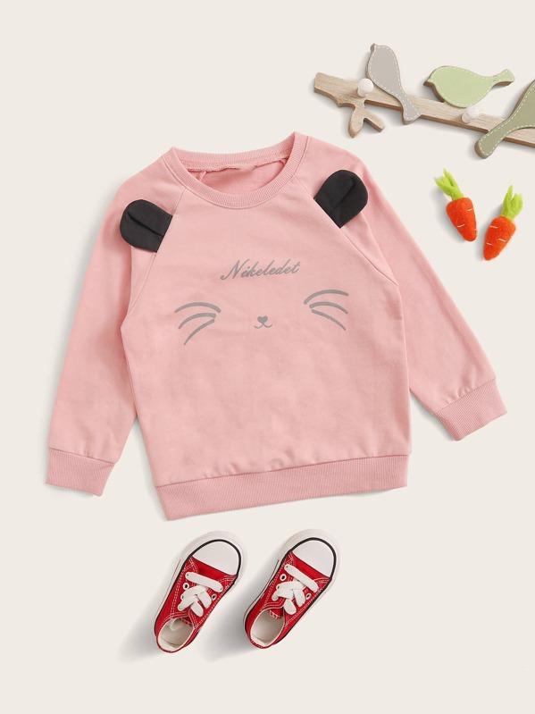 

Toddler Girls Cartoon Graphic Raglan Sleeve Sweatshirt, Pink