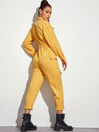 Combinaison en jean unicolore sans sac banane