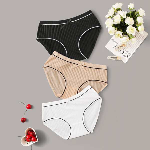 

3pack Ribbed Panty Set, Multicolor