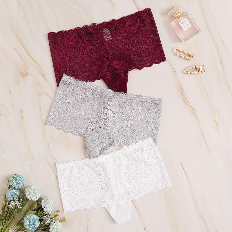

3pack Floral Lace Panty Set, Multicolor