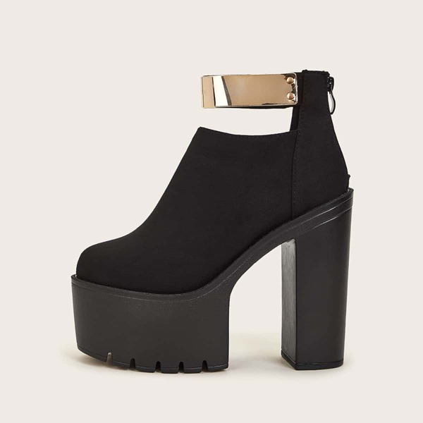 

Metal Detail Platform Chunky Boots, Black