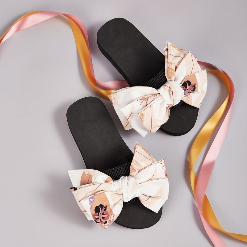 

Bow Decor Open Toe Sliders, Multicolor