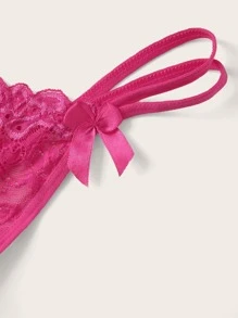 2packs Faux Pearl Decor Floral Lace Panty Set Lingerie - Multicolor - View 4