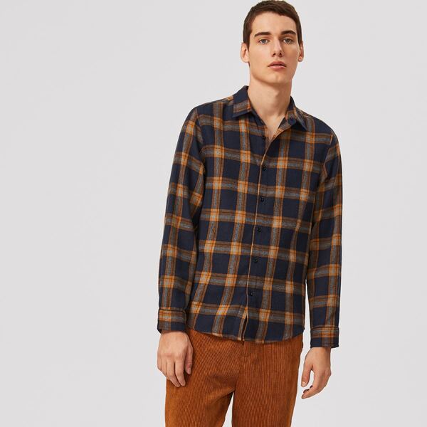 

Men Button Front Plaid Shirt, Multicolor