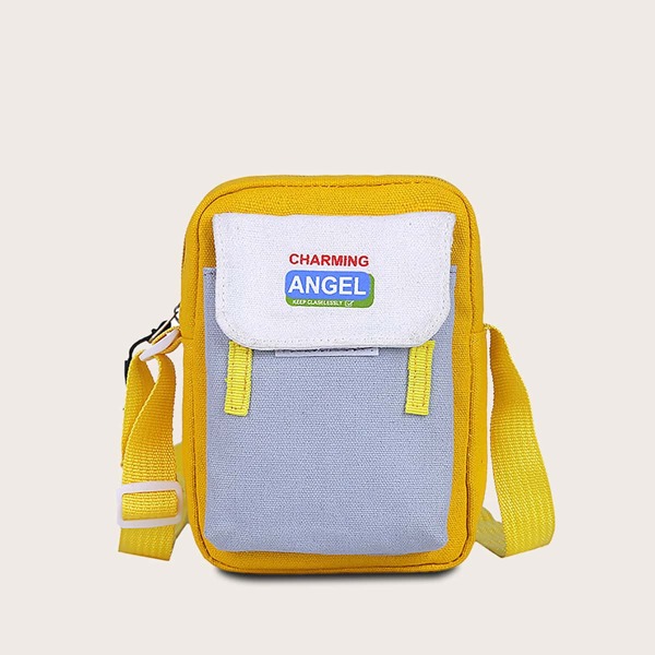 

Girls Color Block Canvas Crossbody Bag, Multicolor