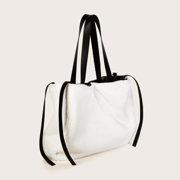 

Minimalist Fluffy Tote Bag, White