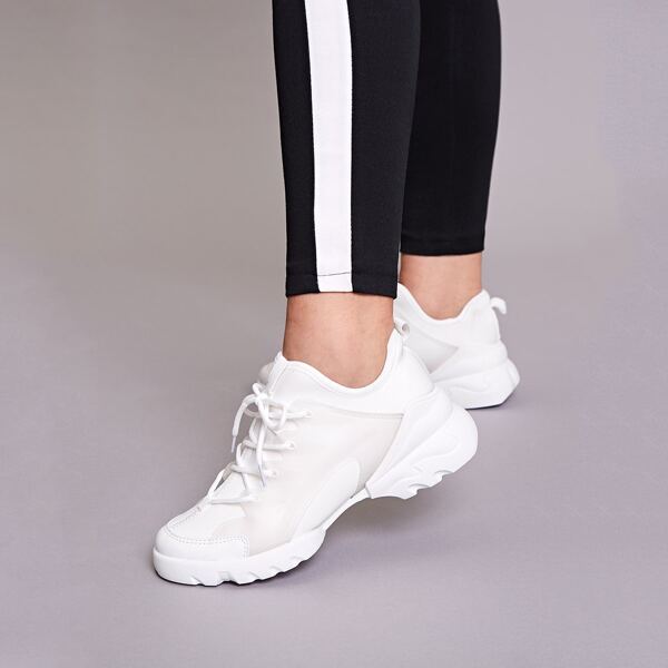 

Lace-up Front Wide Fit Sneakers, White