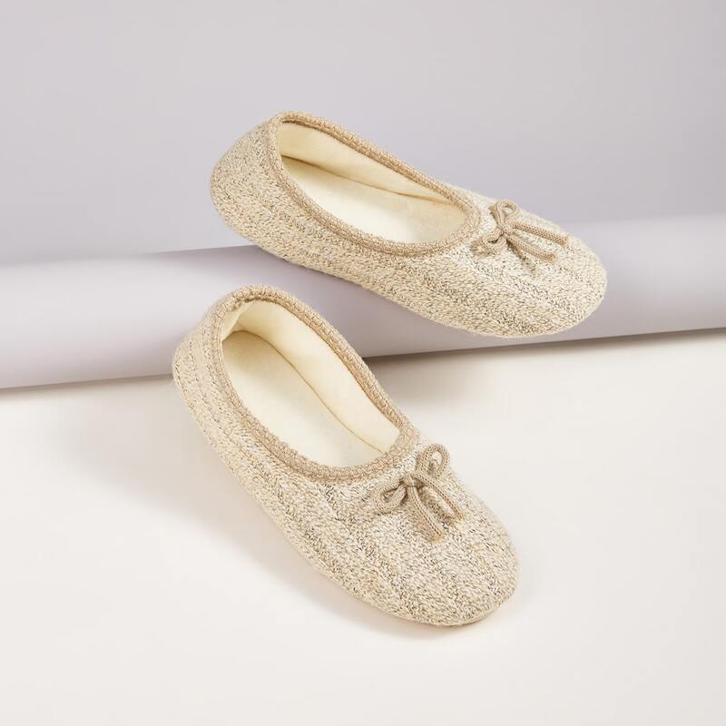 

Bow Decor Wide Fit Slippers, Apricot