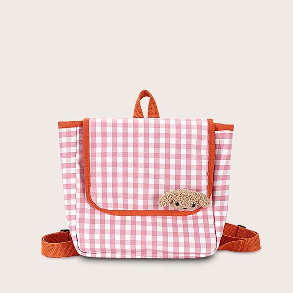 

Girls Gingham Flap Backpack, Pink
