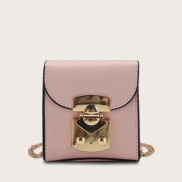 

Girls Push Lock Chain Crossbody Bag, Pink