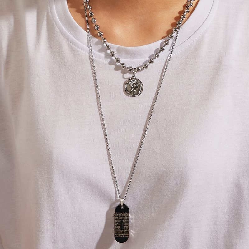 

2pcs Coin & Skate Board Charm Necklace, Silver