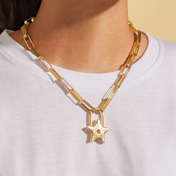 

1pc Star Pendant Chain Necklace, Gold