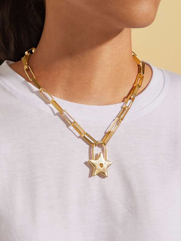 

1pc Star Pendant Chain Necklace, Gold
