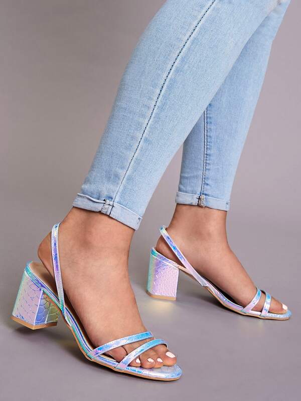 holographic chunky heels