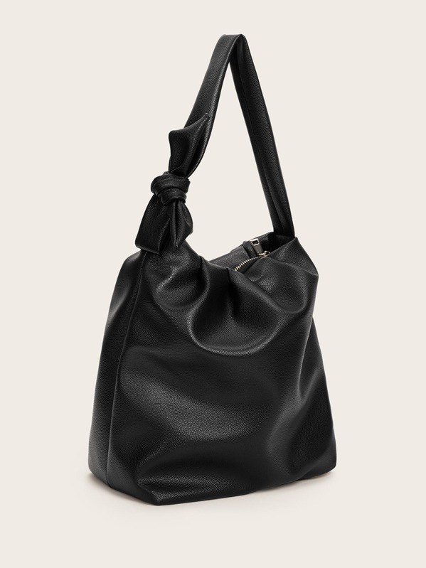 

Knotted Handle Shoulder Bag, Black