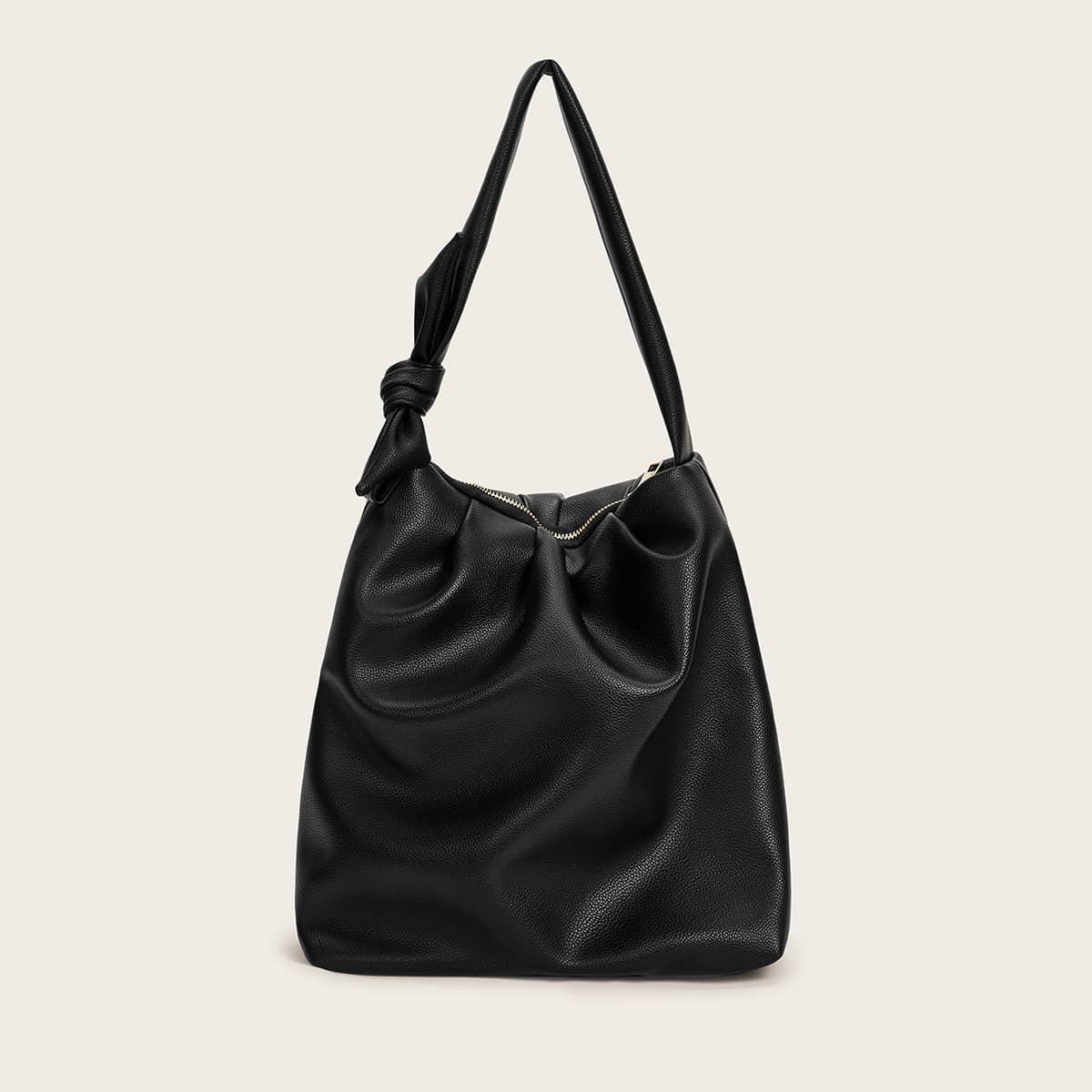 

Knotted Handle Shoulder Bag, Black