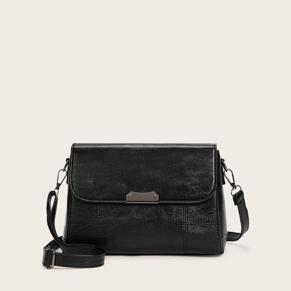 

Minimalist Flap Crossbody Bag, Black