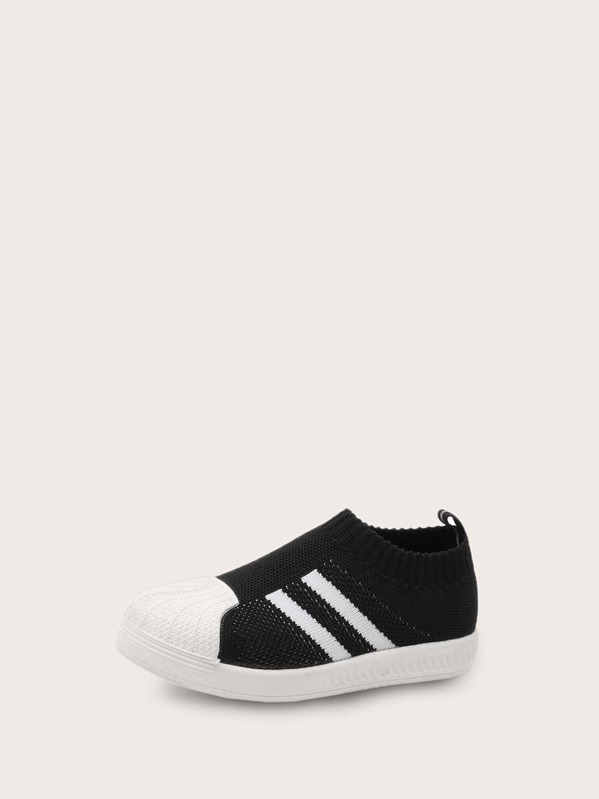 

Toddler Boys Striped Slip On Sneakers, Black