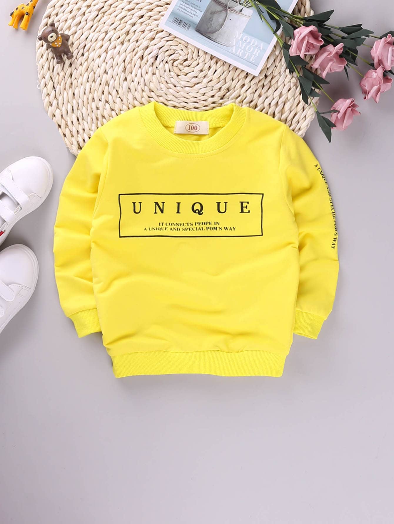 Toddler Boys Letter Graphic Sweatshirt With Pants - Yellow - View 4