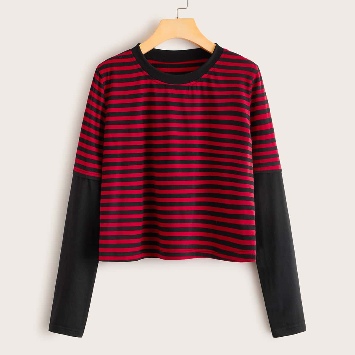 

2 In 1 Striped Long Sleeve Tee, Multicolor