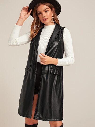 Preto Simples ocasional Outerwear