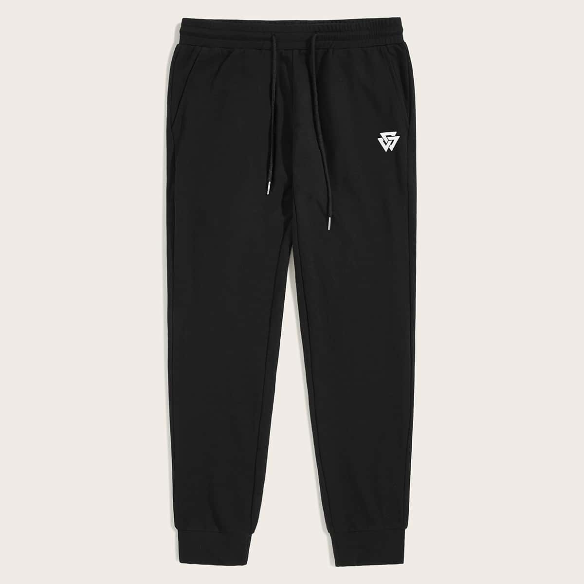 

Guys Drawstring Waist Geo Print Sweatpants, Black
