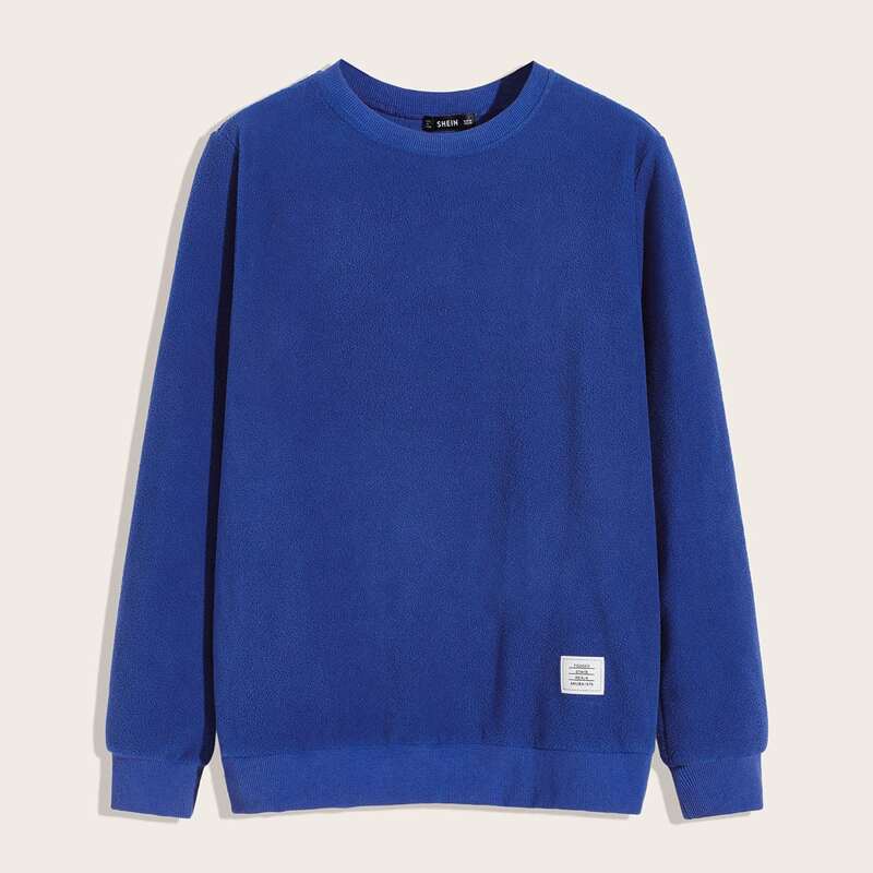 

Guys Patched Detail Fleece Pullover, Blue