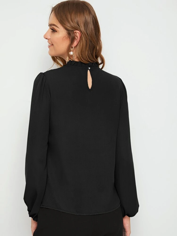 Frilled Neck Bishop Sleeve Blouse