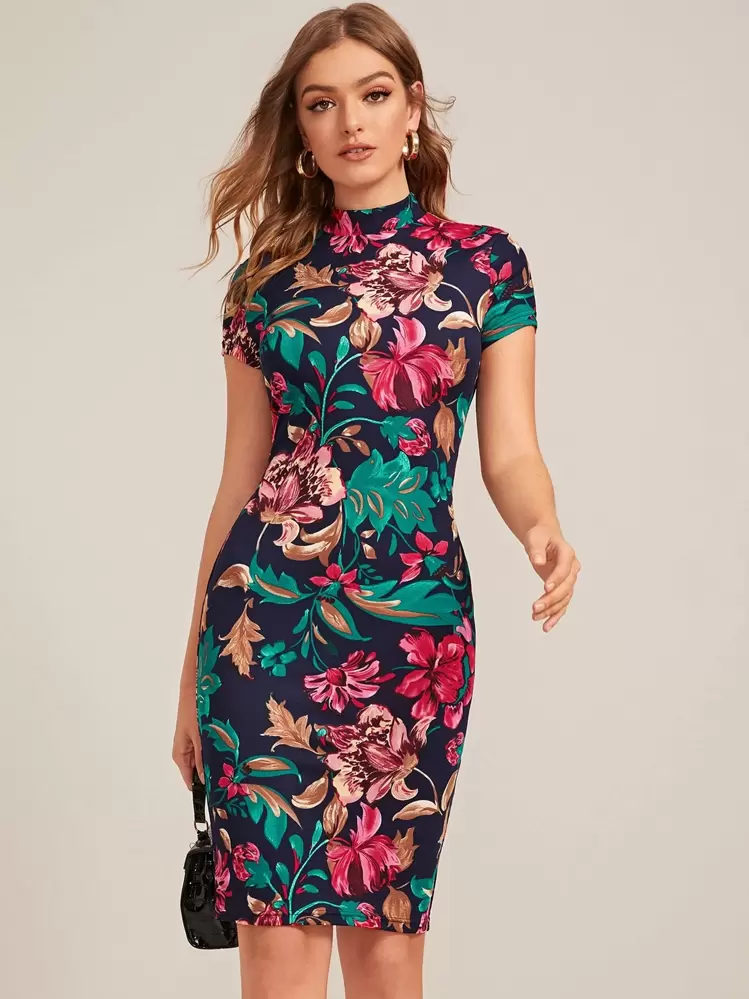 Robe Moulante En Velours Floral Parisian - Taille 8, Neuve Avec étiquette, Stretch