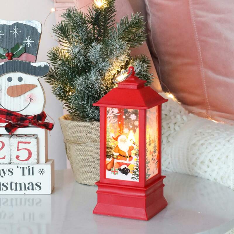 

Christmas Print Retro Lantern, Red