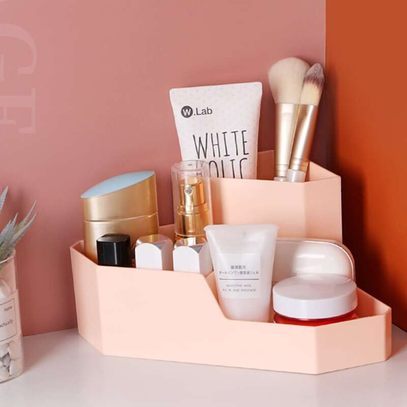

1pc Corner Cosmetic Storage Box, Pink