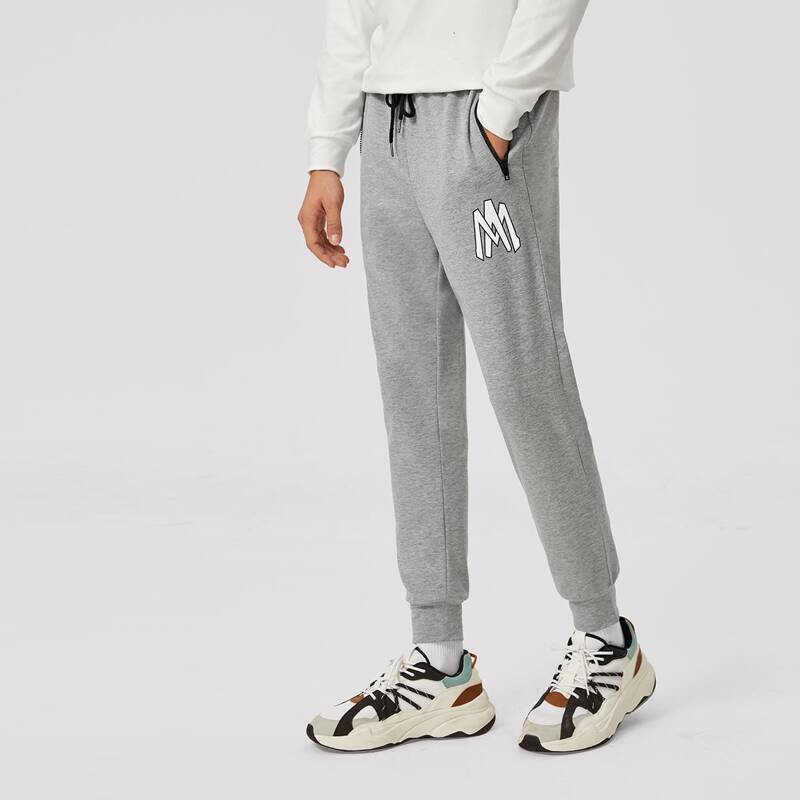 

Guys Graphic Print Zip Pocket Sweatpants, Grey